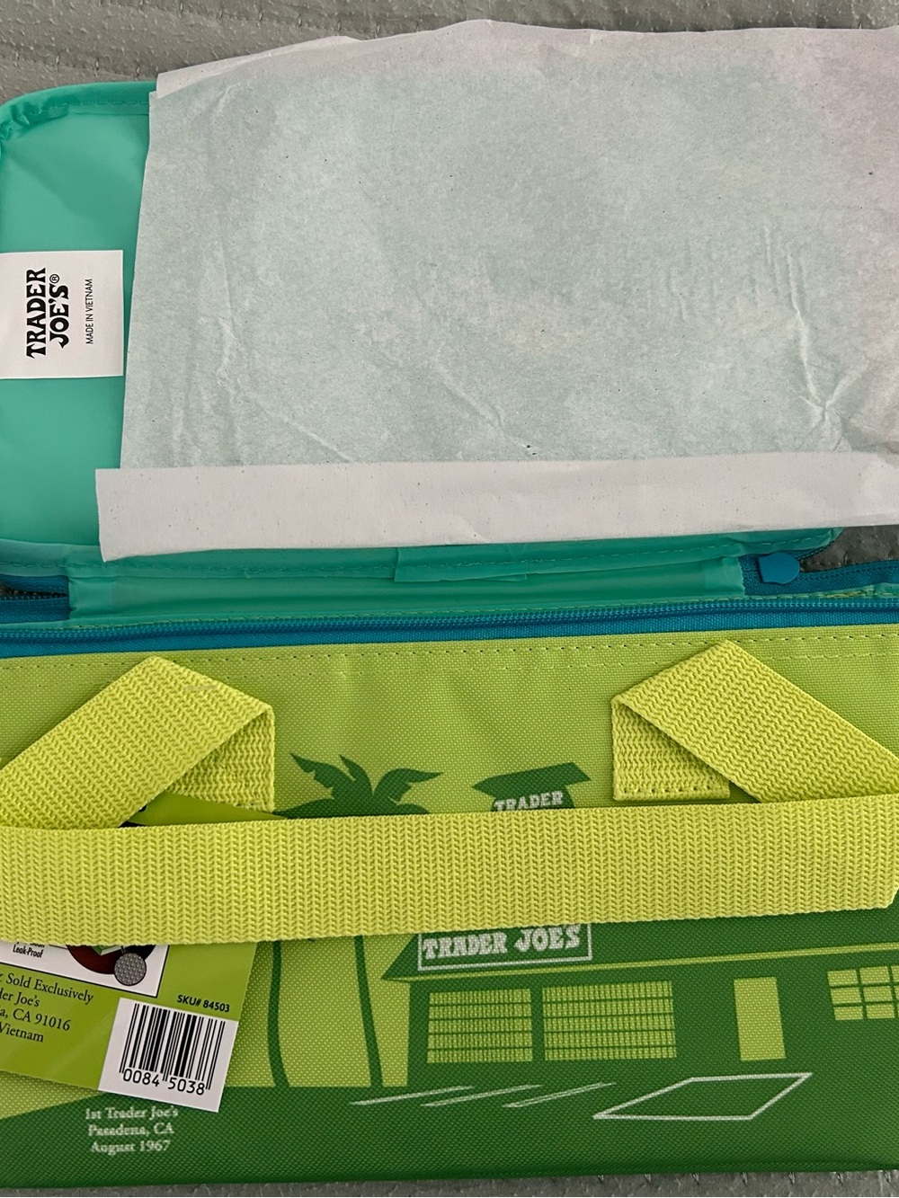 Trader Joe's Green & Teal Insulated Tote Bag